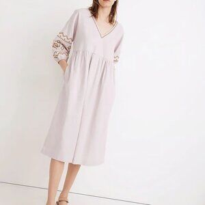 Madewell embroidered midi dress oversized XL pale lilac purple EUC